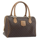 CELINE Macadam Canvas Hand Bag PVC Leather Brown Gold Auth YKZ044-1