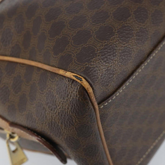 CELINE Macadam Canvas Hand Bag PVC Leather Brown Gold Auth YKZ044