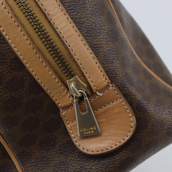 CELINE Macadam Canvas Hand Bag PVC Leather Brown Gold Auth YKZ044