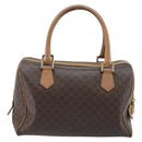 CELINE Macadam Canvas Hand Bag PVC Leather Brown Gold Auth YKZ044-2