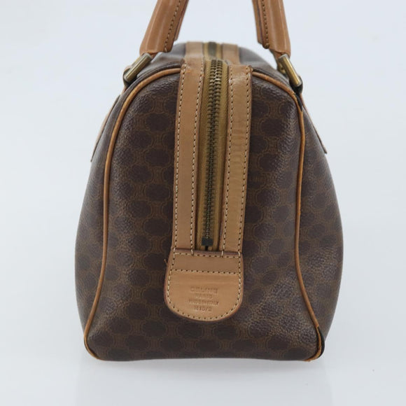CELINE Macadam Canvas Hand Bag PVC Leather Brown Gold Auth YKZ044