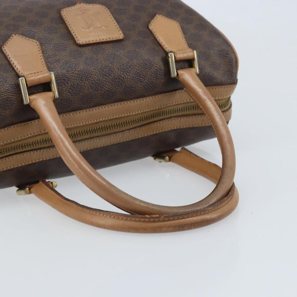 CELINE Macadam Canvas Hand Bag PVC Leather Brown Gold Auth YKZ044