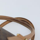 CELINE Macadam Canvas Hand Bag PVC Leather Brown Gold Auth YKZ044-8