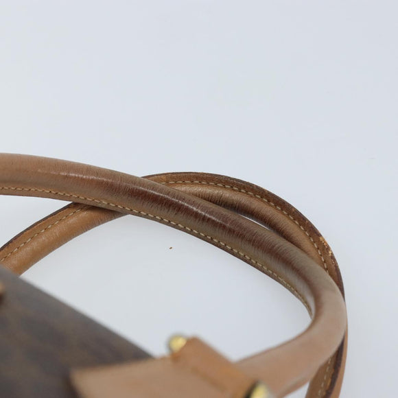 CELINE Macadam Canvas Hand Bag PVC Leather Brown Gold Auth YKZ044