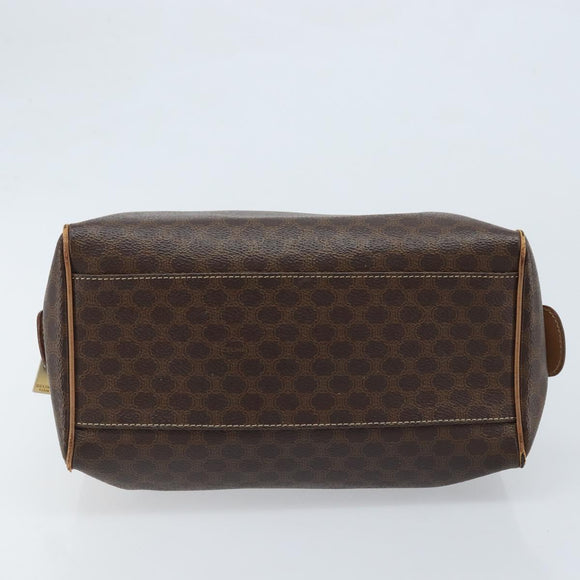 CELINE Macadam Canvas Hand Bag PVC Leather Brown Gold Auth YKZ044