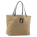 FENDI Tote Bag Cashmere Beige Silver Auth YKZ045-1