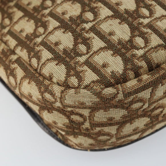 Christian Dior Trotter Canvas Shoulder Bag Brown Gold Auth YKZ048