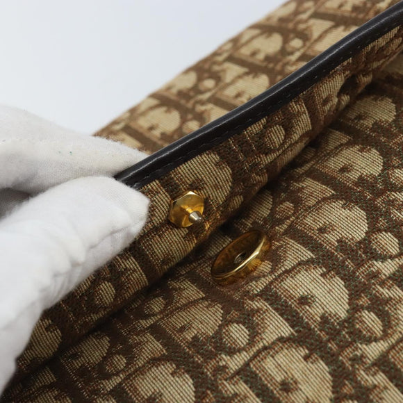 Christian Dior Trotter Canvas Shoulder Bag Brown Gold Auth YKZ048