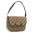 Christian Dior Trotter Canvas Shoulder Bag Brown Gold Auth YKZ048-1