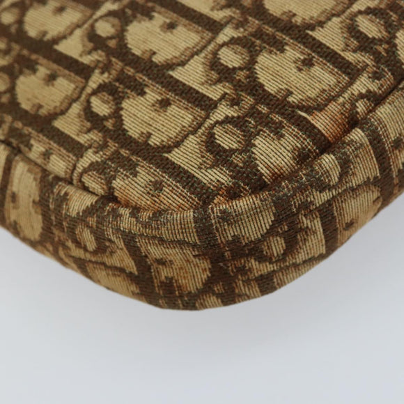 Christian Dior Trotter Canvas Shoulder Bag Beige Gold Auth YKZ051
