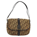 Christian Dior Trotter Canvas Shoulder Bag Beige Gold Auth YKZ051-13