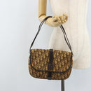 Christian Dior Trotter Canvas Shoulder Bag Beige Gold Auth YKZ051-21