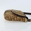 Christian Dior Trotter Canvas Shoulder Bag Beige Gold Auth YKZ051-3