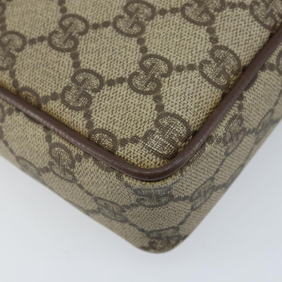 GUCCI GG Supreme Clutch Bag PVC Beige Gold Auth YKZ053