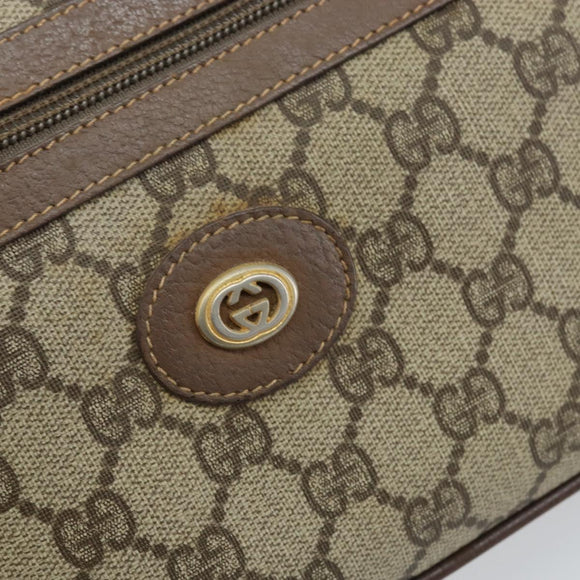 GUCCI GG Supreme Clutch Bag PVC Beige Gold Auth YKZ053