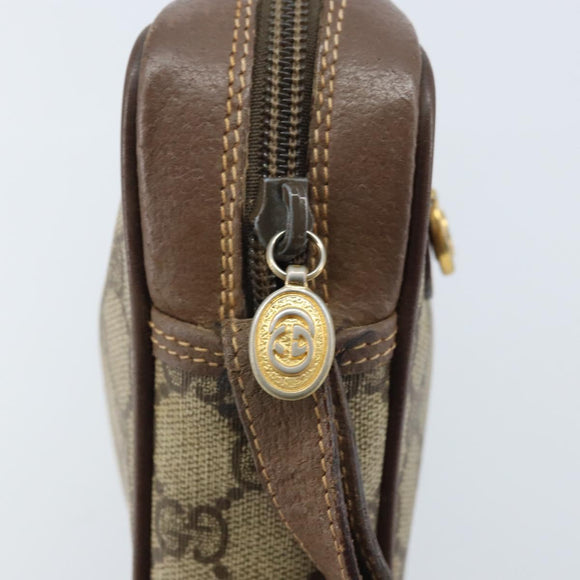 GUCCI GG Supreme Clutch Bag PVC Beige Gold Auth YKZ053