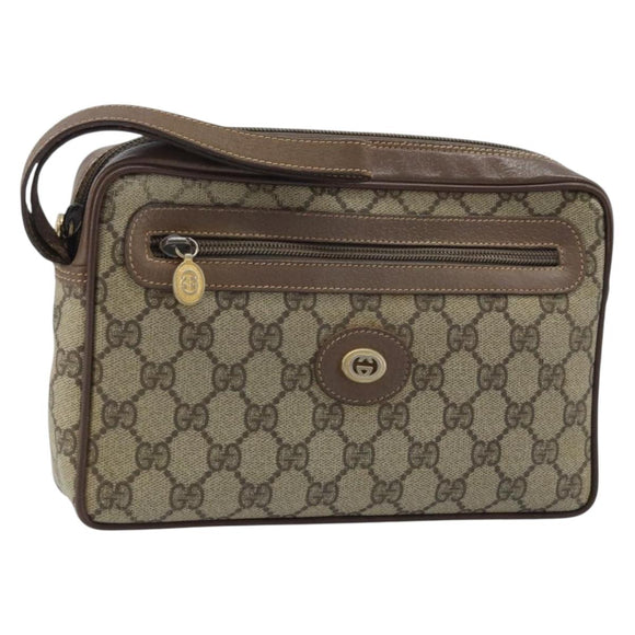GUCCI GG Supreme Clutch Bag PVC Beige Gold Auth YKZ053