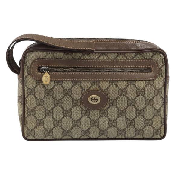 GUCCI GG Supreme Clutch Bag PVC Beige Gold Auth YKZ053