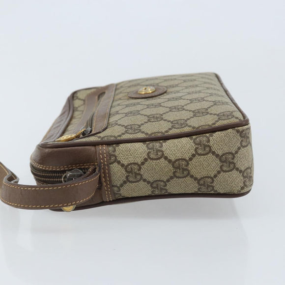 GUCCI GG Supreme Clutch Bag PVC Beige Gold Auth YKZ053