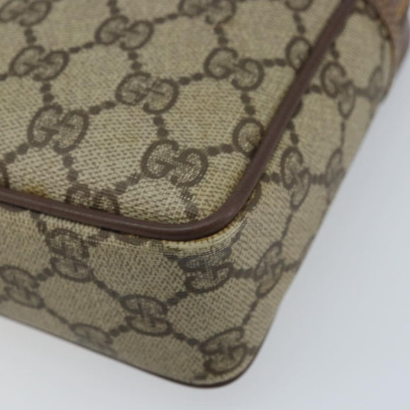 GUCCI GG Supreme Clutch Bag PVC Beige Gold Auth YKZ053