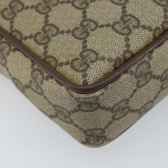 GUCCI GG Supreme Clutch Bag PVC Beige Gold Auth YKZ053