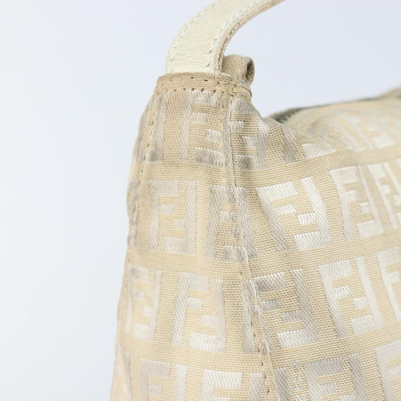 FENDI Zucchino Canvas Hand Pouch Bag Ivory Auth YKZ054