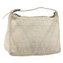 FENDI Zucchino Canvas Hand Pouch Bag Ivory Auth YKZ054-1