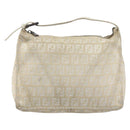 FENDI Zucchino Canvas Hand Pouch Bag Ivory Auth YKZ054-13