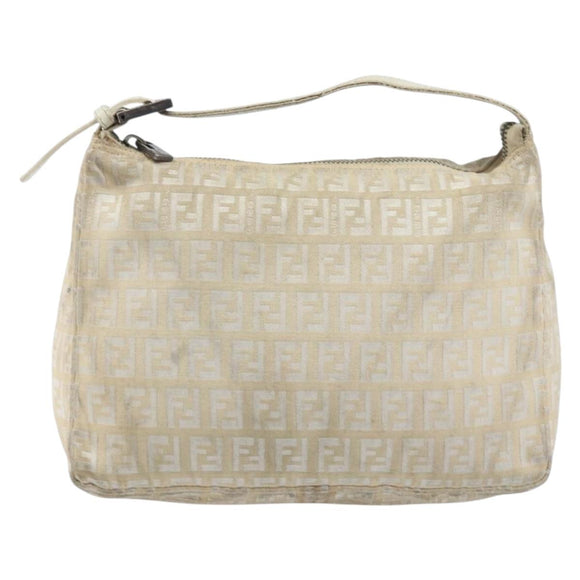 FENDI Zucchino Canvas Hand Pouch Bag Ivory Auth YKZ054