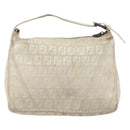 FENDI Zucchino Canvas Hand Pouch Bag Ivory Auth YKZ054-2