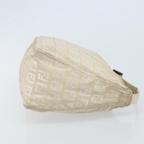 FENDI Zucchino Canvas Hand Pouch Bag Ivory Auth YKZ054