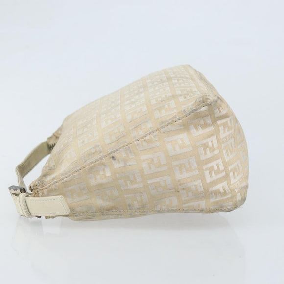 FENDI Zucchino Canvas Hand Pouch Bag Ivory Auth YKZ054