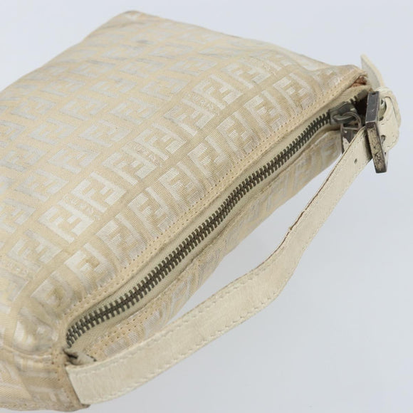 FENDI Zucchino Canvas Hand Pouch Bag Ivory Auth YKZ054