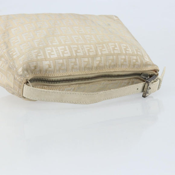 FENDI Zucchino Canvas Hand Pouch Bag Ivory Auth YKZ054