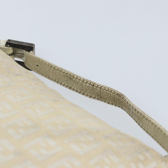 FENDI Zucchino Canvas Hand Pouch Bag Ivory Auth YKZ054