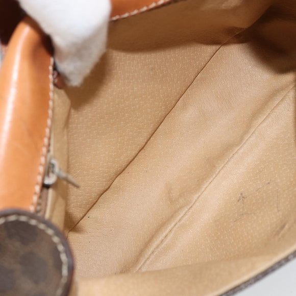 CELINE Macadam Canvas Shoulder Bag PVC Leather Brown Gold Auth YKZ056