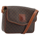 CELINE Macadam Canvas Shoulder Bag PVC Leather Brown Gold Auth YKZ056-1