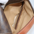 CELINE Macadam Canvas Shoulder Bag PVC Leather Brown Gold Auth YKZ056-11