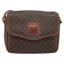 CELINE Macadam Canvas Shoulder Bag PVC Leather Brown Gold Auth YKZ056-13
