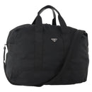 PRADA Boston Bag Nylon 2way Black Silver Auth YKZ057-1