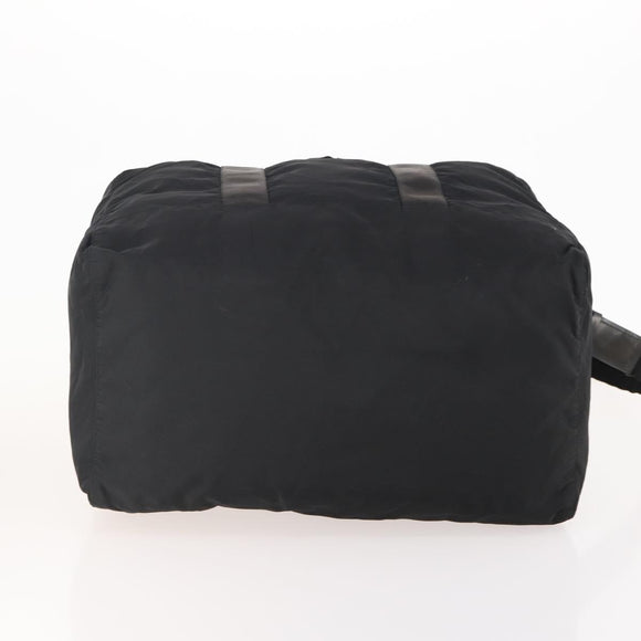 PRADA Boston Bag Nylon 2-weg Zwart Zilver Auth YKZ057