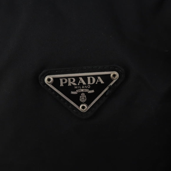 PRADA Boston Bag Nylon 2way Black Silver Auth YKZ057