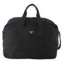 PRADA Boston Bag Nylon 2way Black Silver Auth YKZ057-2