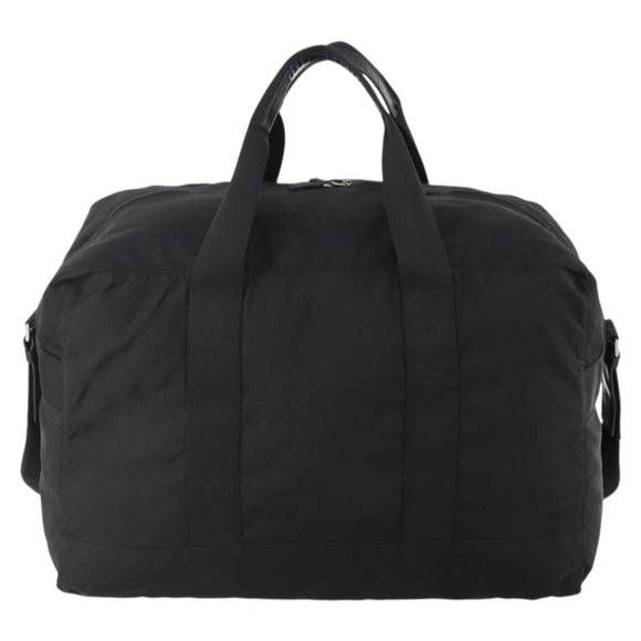 PRADA Boston Bag Nylon 2way Black Silver Auth YKZ057