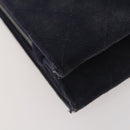 CHANEL Matelasse Chain Hand Bag Cotton Navy Gold CC Auth YKZ061-14