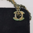 CHANEL Matelasse Chain Hand Bag Cotton Navy Gold CC Auth YKZ061-17