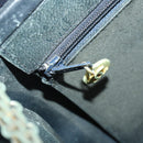 CHANEL Matelasse Chain Hand Bag Cotton Navy Gold CC Auth YKZ061-20