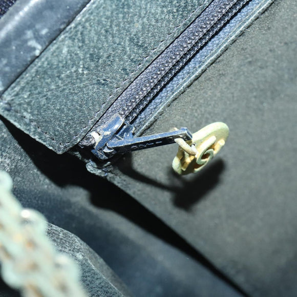 CHANEL Matelasse Chain Hand Bag Cotton Navy Gold CC Auth YKZ061