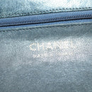 CHANEL Matelasse Chain Hand Bag Cotton Navy Gold CC Auth YKZ061-12