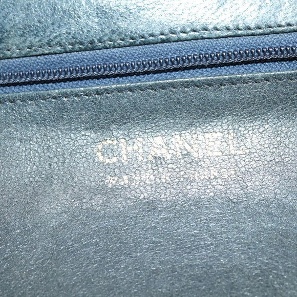 CHANEL Matelasse Chain Hand Bag Cotton Navy Gold CC Auth YKZ061